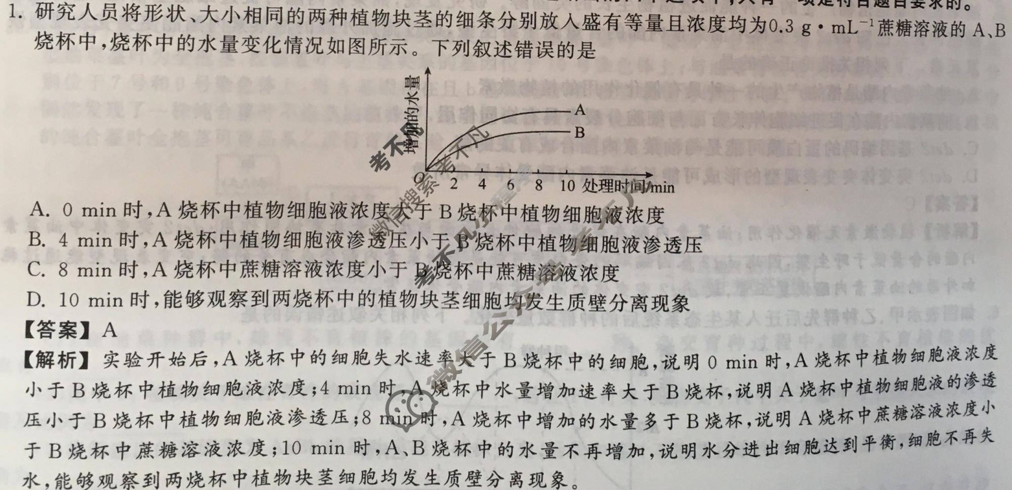 2023年衡中同卷 调研卷[全国卷B]理科综合(四)4答案