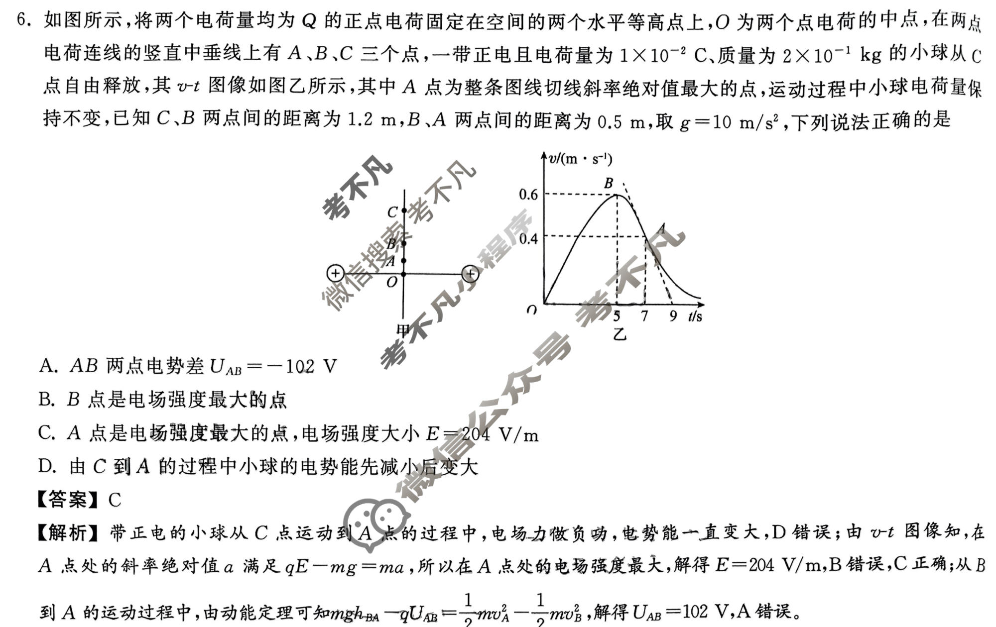 衡中同卷 2022-2023学年度高三一轮复习滚动卷 新教材版L 物理(二)2答案