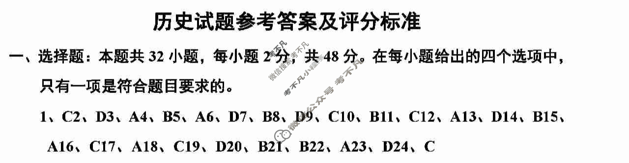 河南省顶级名校高三2022年12月摸底考试历史答案