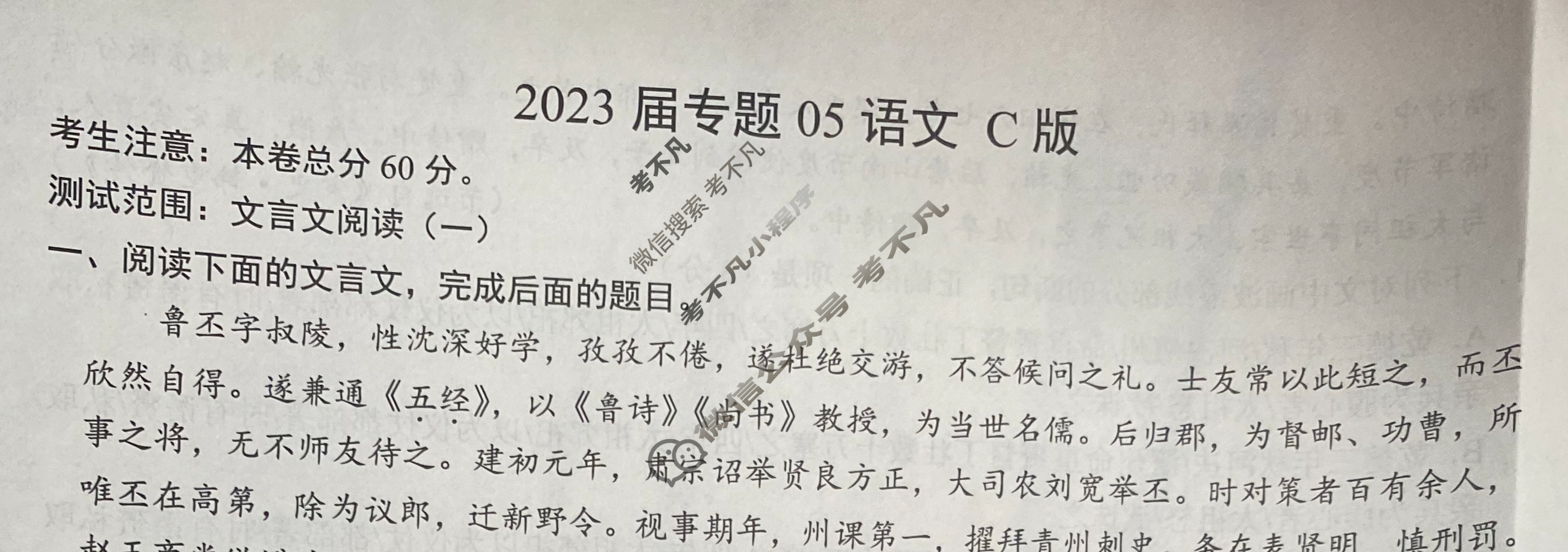 2023届专题05语文C版试题