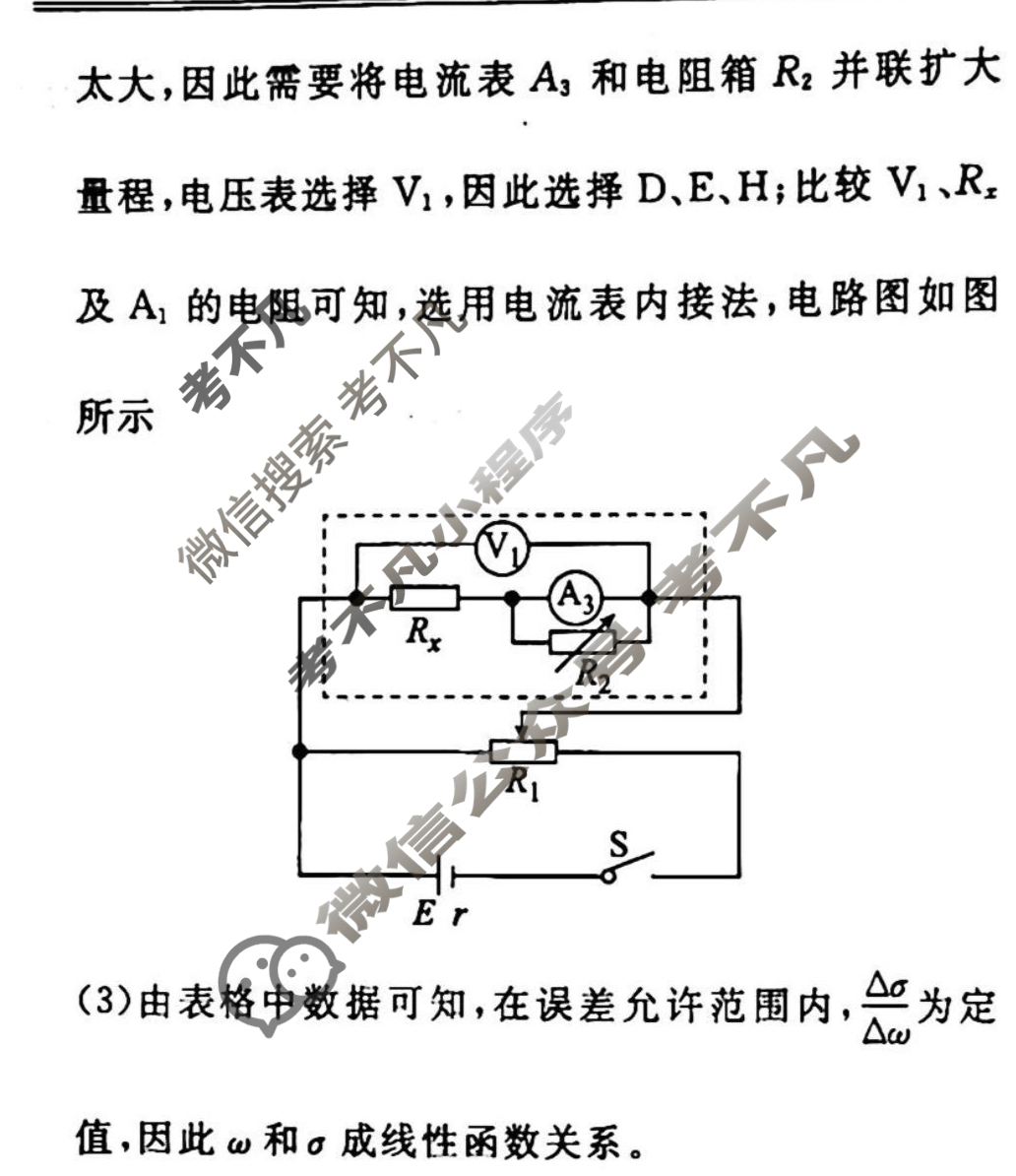 2022-2023学年衡水金卷先享题 专项分组练[江苏专版]物理 实验题分组练(15)答案