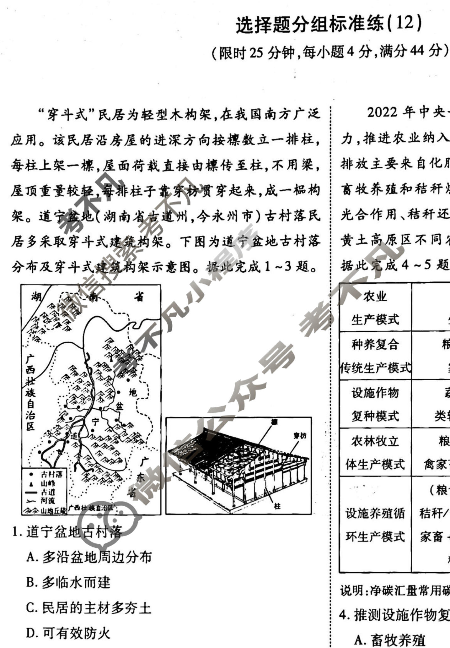 2022-2023衡水金卷先享题 高考备考 专项提分卷[新教材] 地理 选择题分组标准练(12)试题