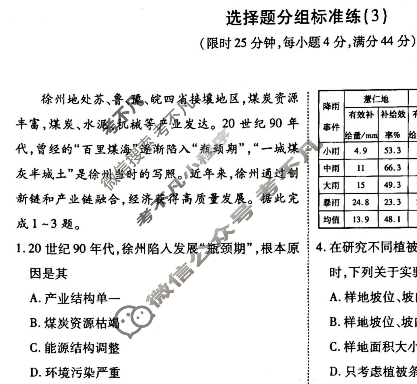 2022-2023衡水金卷先享题 高考备考 专项提分卷[新教材] 地理 选择题分组标准练(3)试题