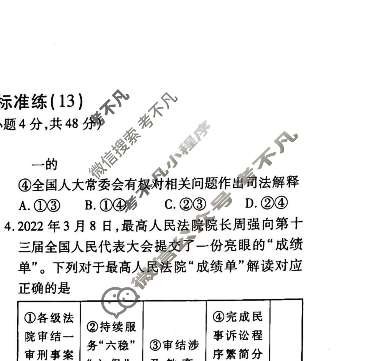 2022-2023衡水金卷先享题 高考备考 专项提分卷[新教材] 思想政治 选择题分组标准练(13)试题