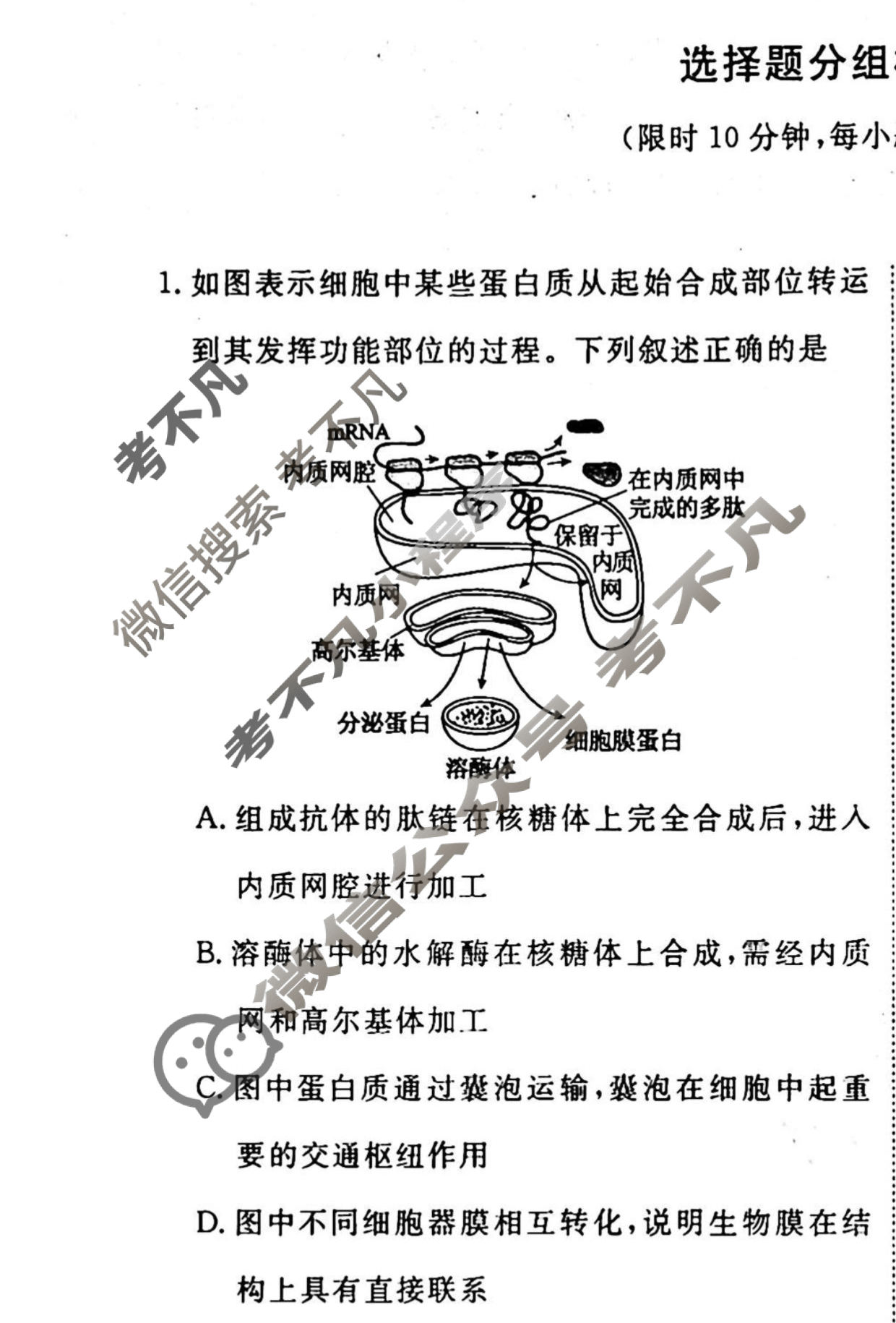 2022-2023衡水金卷先享题 高考备考 专项提分卷[老高考] 生物 选择题分组标准练(14)试题
