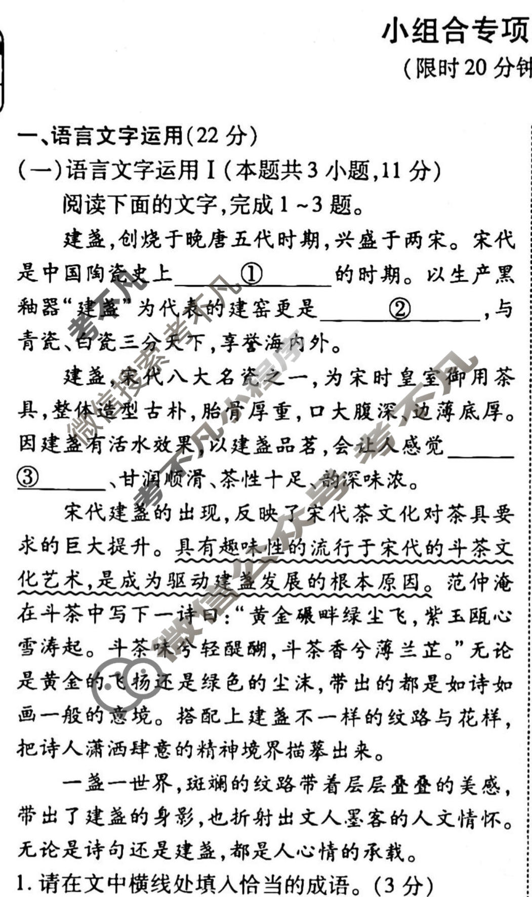 2022-2023衡水金卷先享题 高考备考 专项提分卷[新高考] 语文 小组合专项突破练(20)试题