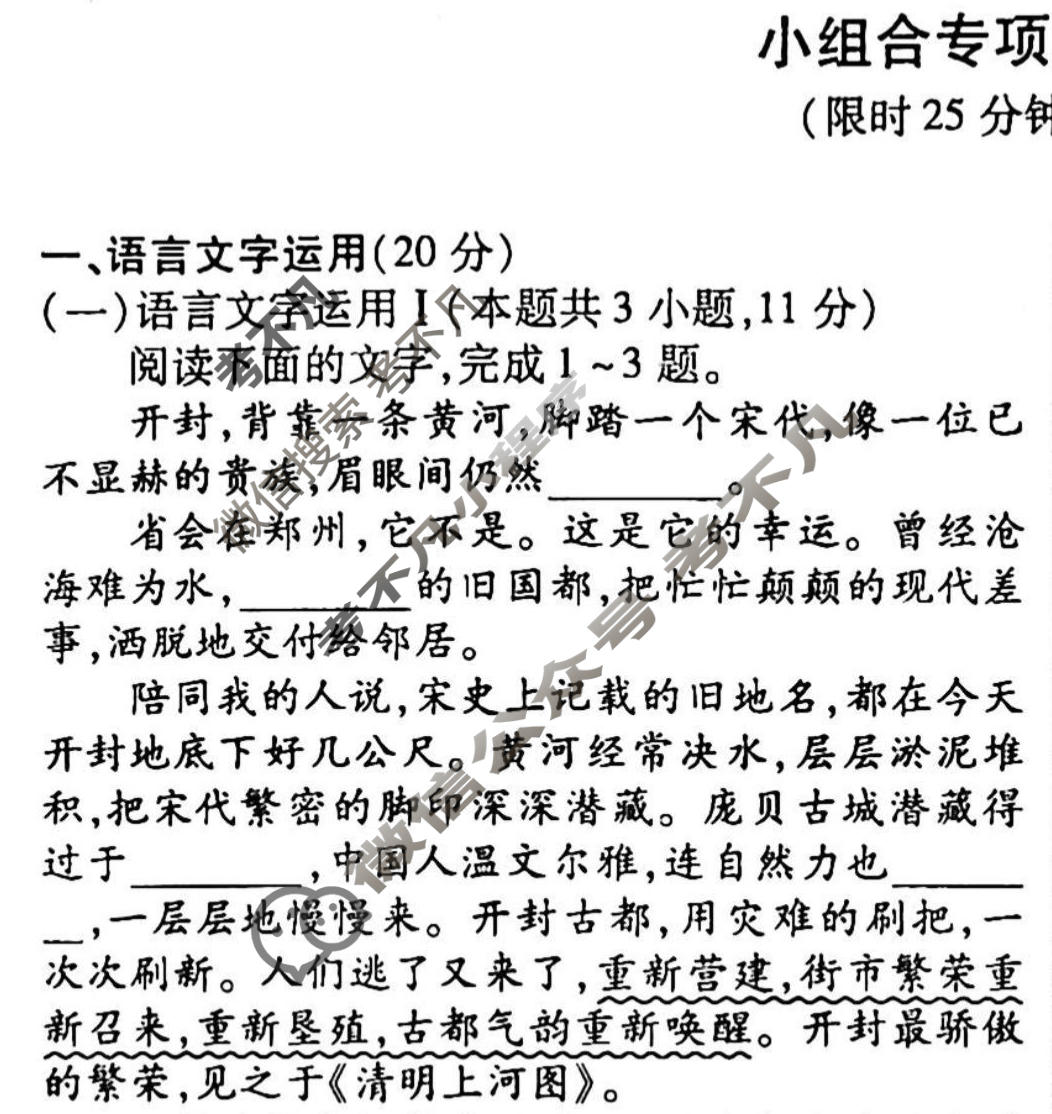 2022-2023衡水金卷先享题 高考备考 专项提分卷[新高考] 语文 小组合专项突破练(15)试题