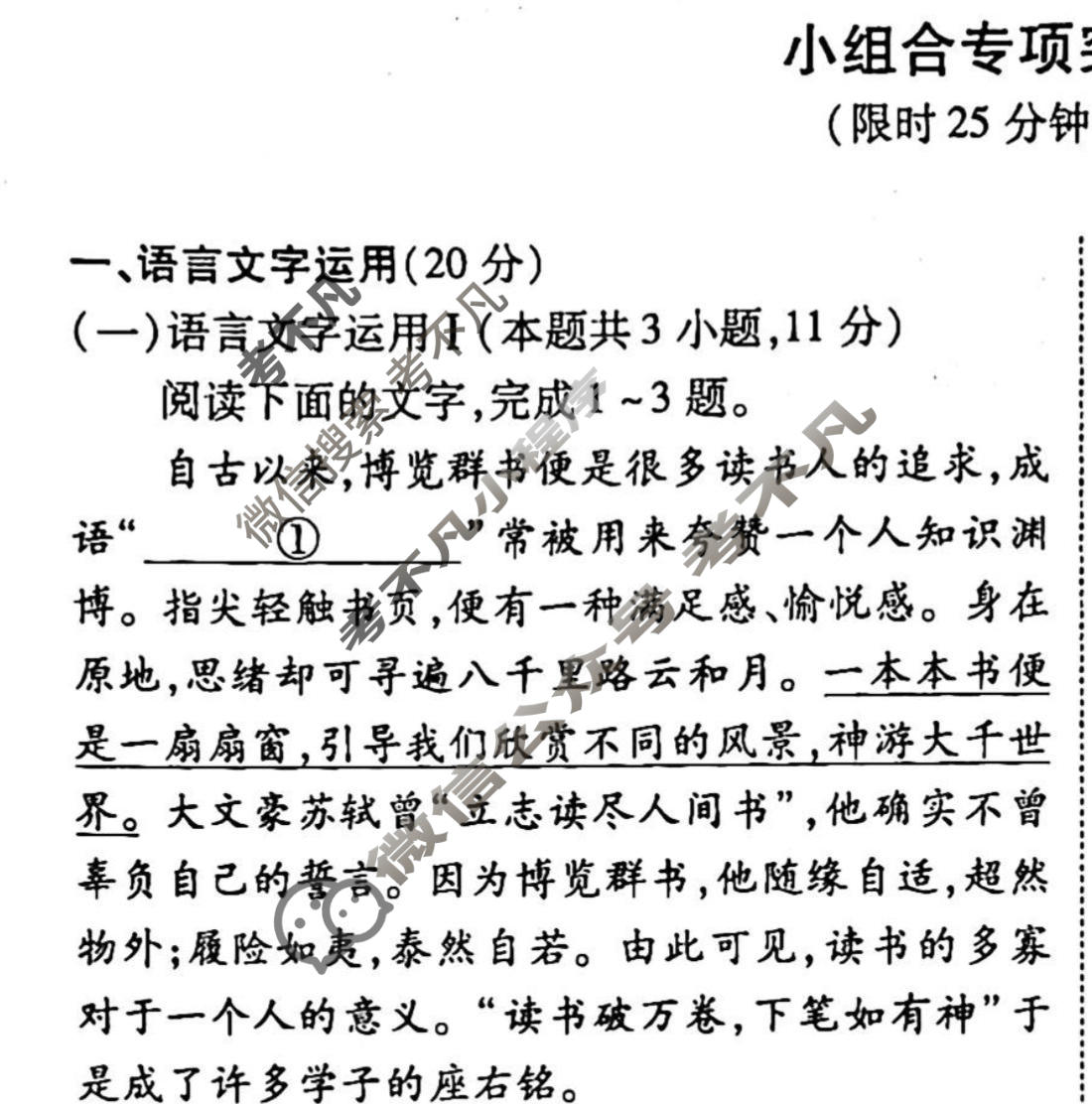 2022-2023衡水金卷先享题 高考备考 专项提分卷[新高考] 语文 小组合专项突破练(17)试题