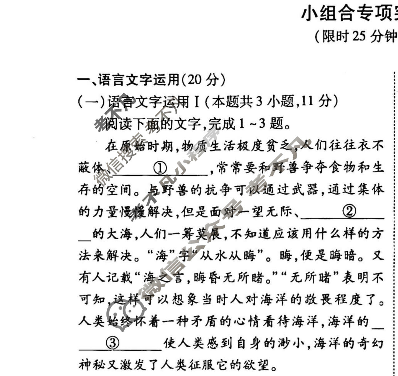 2022-2023衡水金卷先享题 高考备考 专项提分卷[新高考] 语文 小组合专项突破练(11)试题