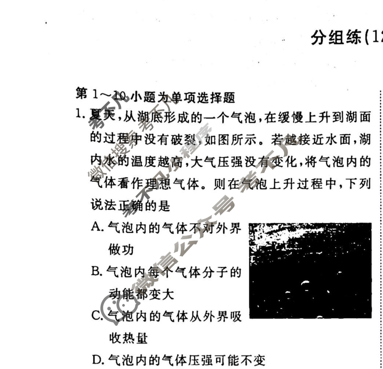 2022-2023学年衡水金卷先享题 专项分组练[江苏专版]物理 选择题分组练(12)试题