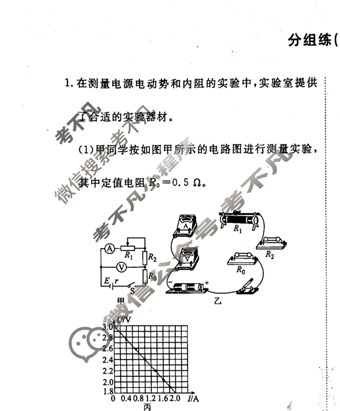 2022-2023学年衡水金卷先享题 专项分组练[江苏专版]物理 实验题分组练(19)试题