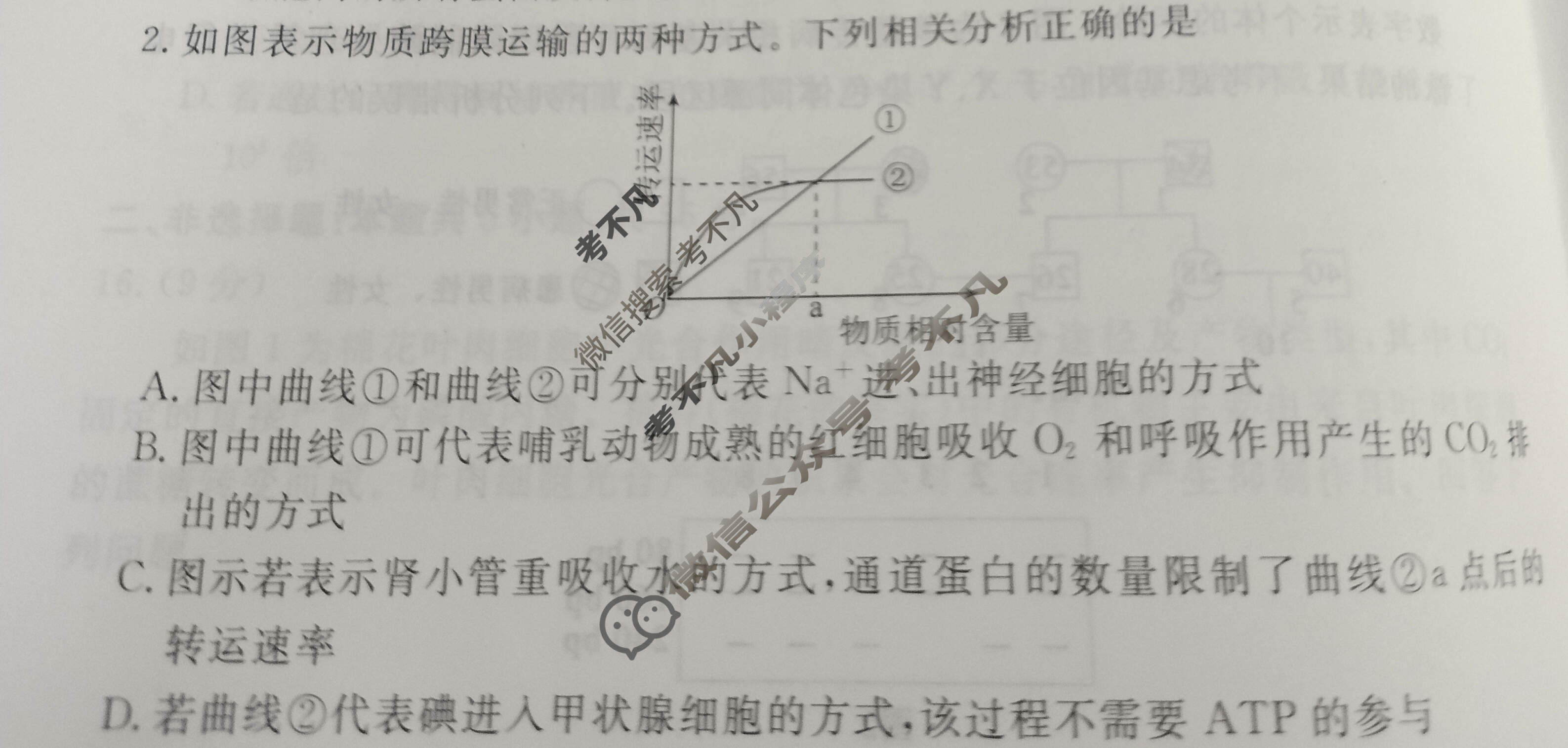 2023届衡水金卷先享题 信息卷[重庆专版]生物学(六)6试题