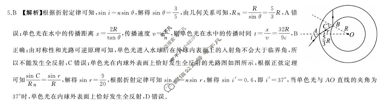 [百师联盟]2023届高三二轮复习联考(一)1 新高考卷物理(山东卷)答案