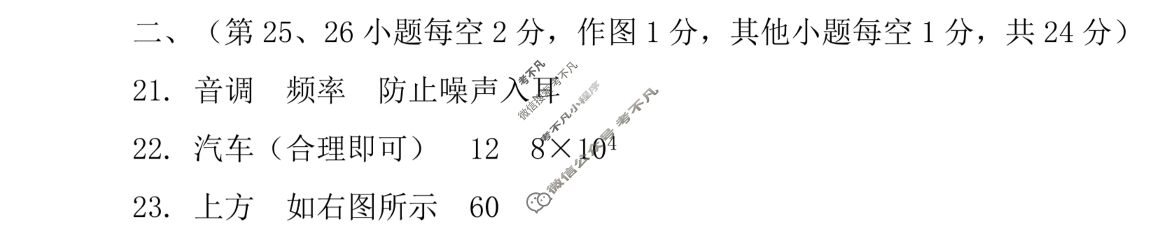 [一步之遥]2023年河北省初中综合复习质量检测(三)3物理答案