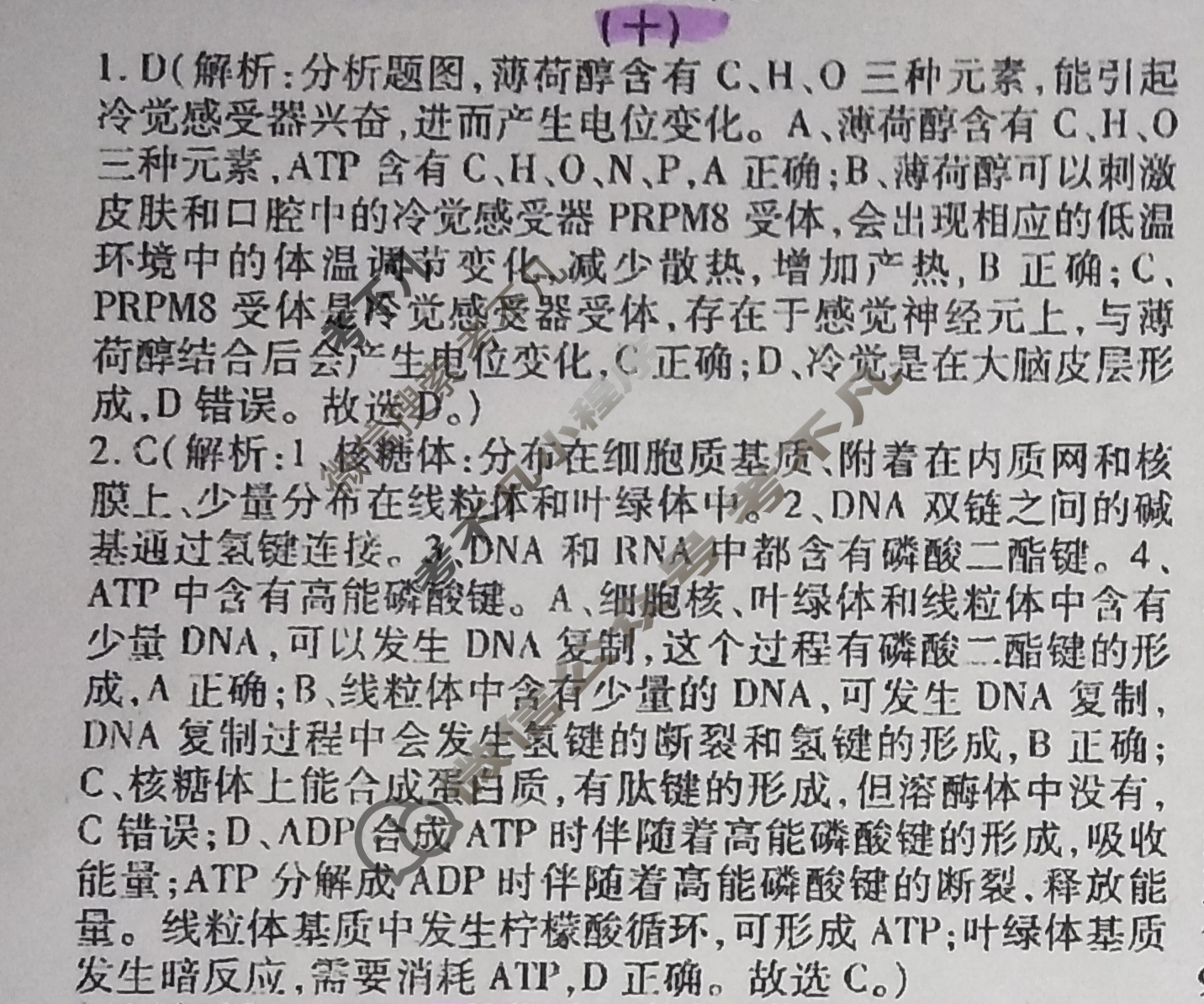 学普试卷 2023届高三第十次·新高考·河北 模拟卷(十)10生物(河北)答案