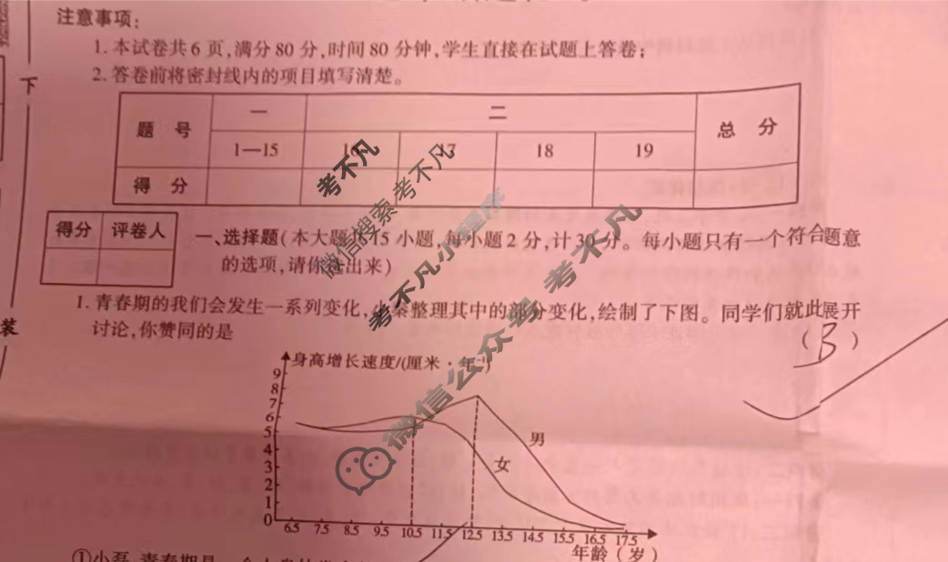 [陕西学林教育]2022~2023学年度第二学期七年级期中调研试题(卷)道德与法治C(部编版)试题