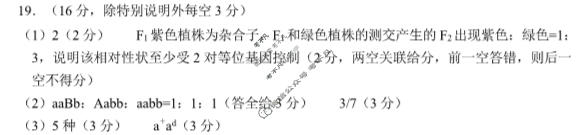 湖北省黄冈黄石鄂州三市2022-2023学年高一年级下学期期末联考生物答案