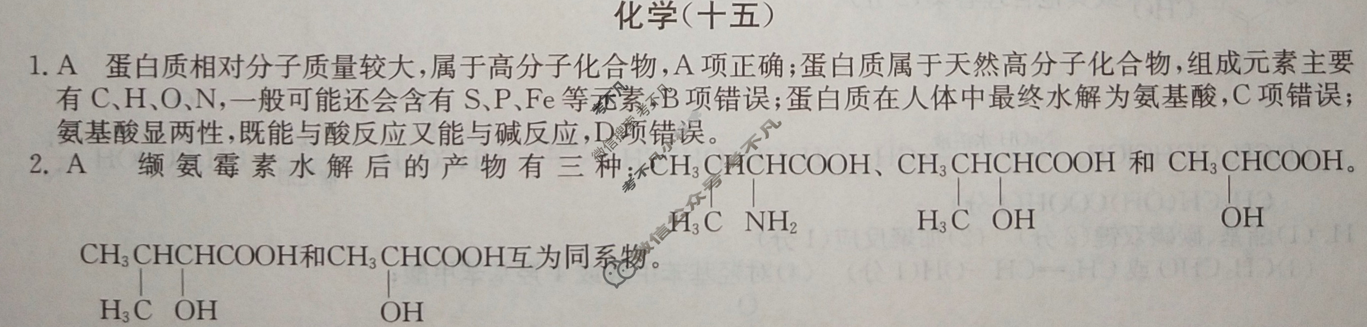 2024届高考考点滚动提升卷[新教材-B]化学(十五)15答案