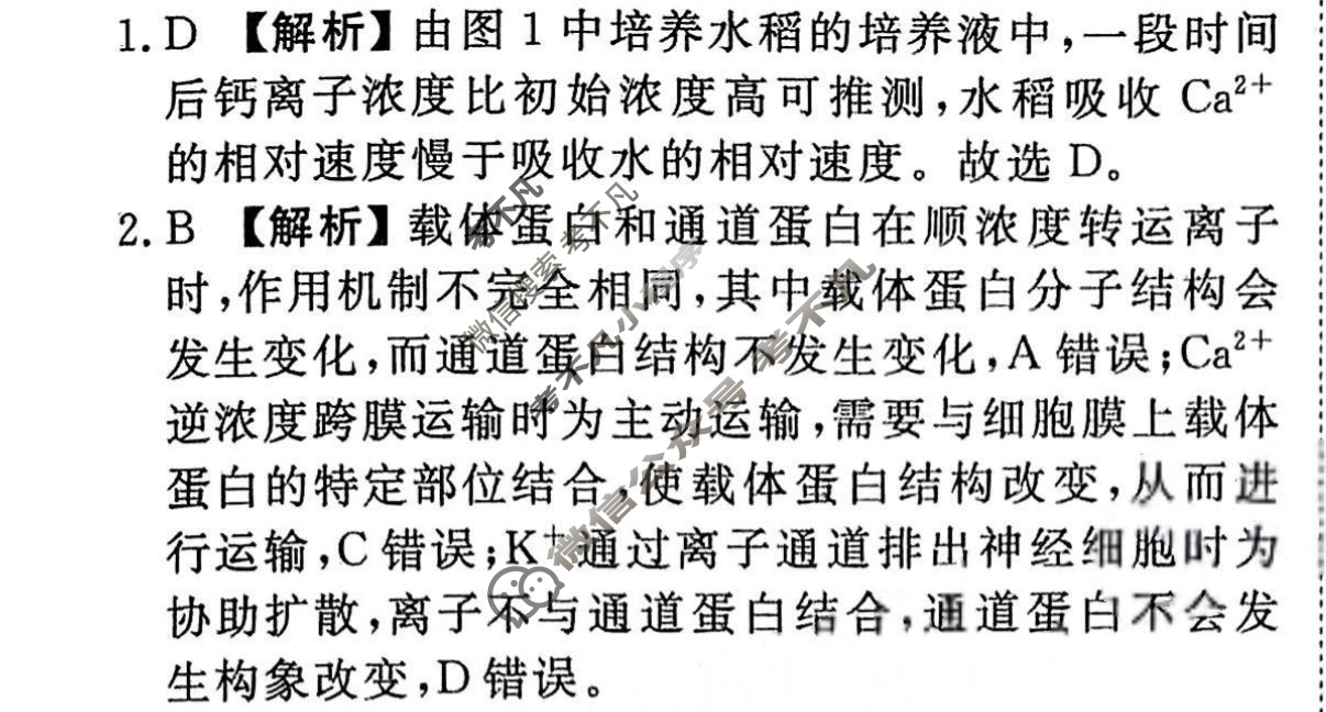 2023-2024衡水金卷先享题 高三一轮复习40分钟周测卷[新教材]生物学(四)4答案