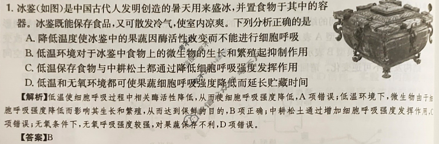 2024年高三第一轮复习周测卷[24·G3ZCJ·生物-R-必考-SX]生物(六)6答案