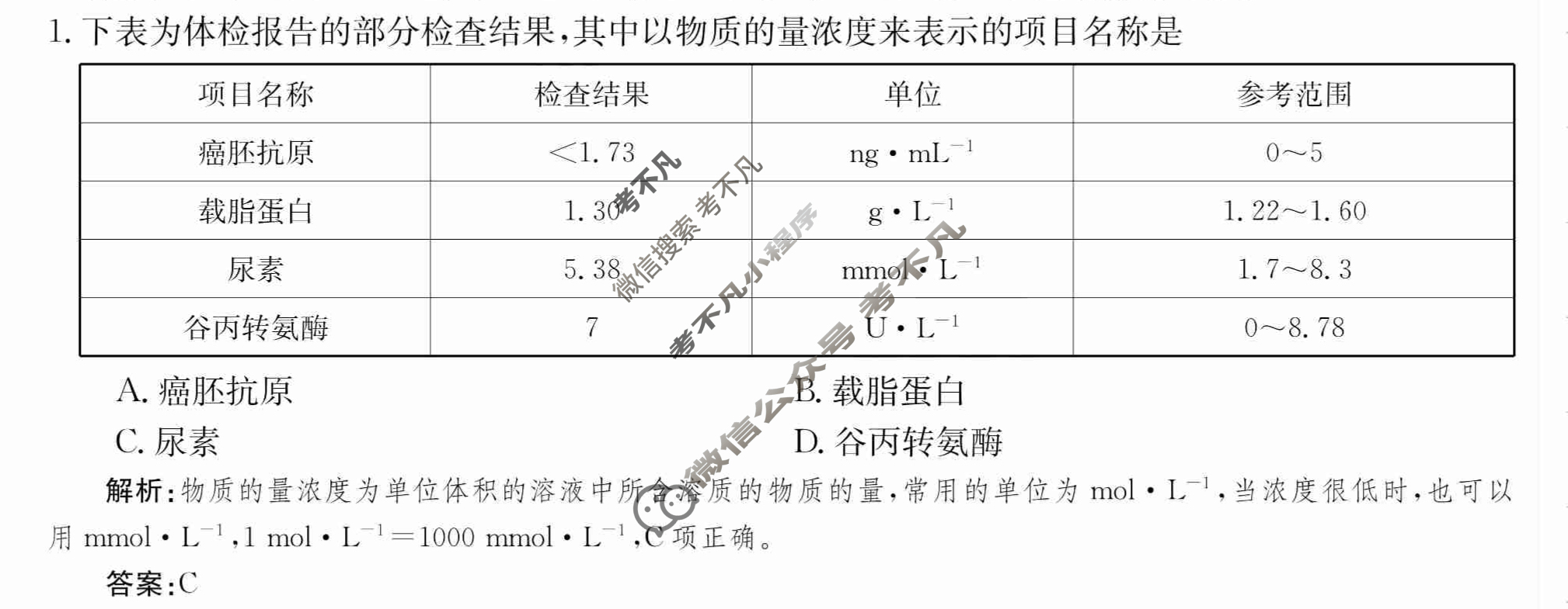 2024年卷行天下·周测卷[24新教材·ZCYK·化学-SDKJB-必修第一册-FJ]化学(四)4 答案