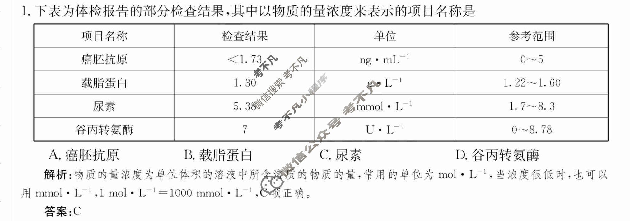 2024年卷行天下·周测卷[24新教材·ZCYK·化学-SDKJB-必修第一册-SD]化学(四)4 答案