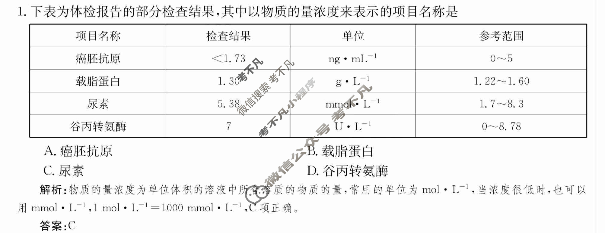 2024年卷行天下·周测卷[24新教材·ZCYK·化学-SDKJB-必修第一册-Y]化学(四)4 答案