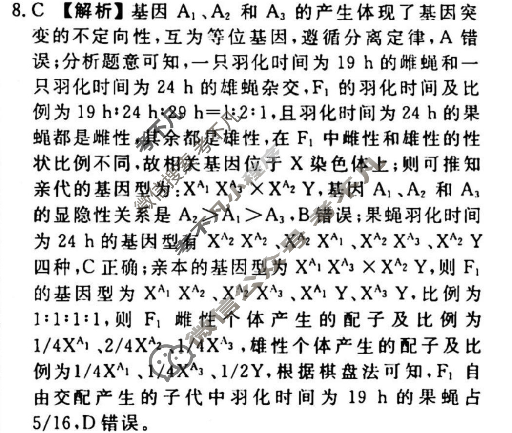 2023-2024衡水金卷先享题 高三一轮复习周测卷[新教材]生物(十二)12答案