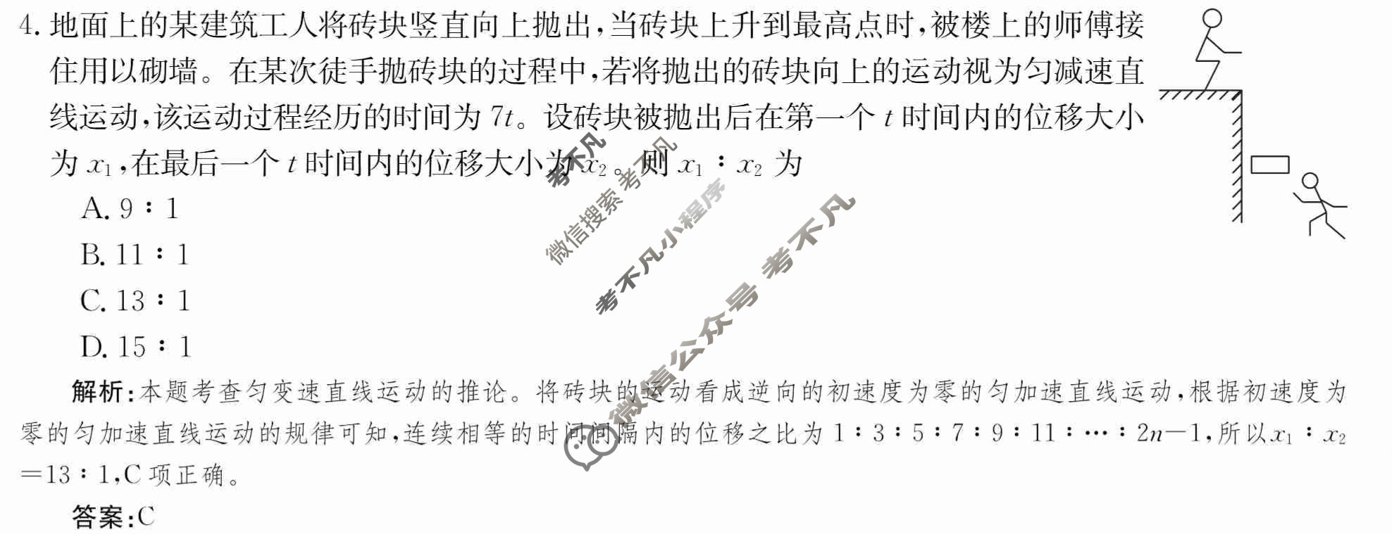 2024年卷行天下·月考卷[24新教材·ZCYK·物理-YJB-必修第一册-G DONG]物理(二)2 答案