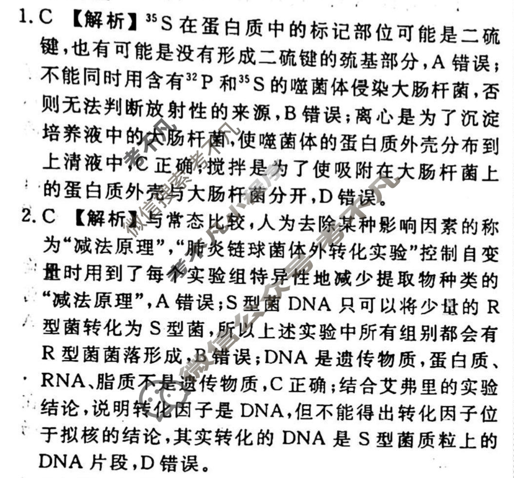 2023-2024衡水金卷先享题 高三一轮复习40分钟周测卷 生物学(十三)13答案