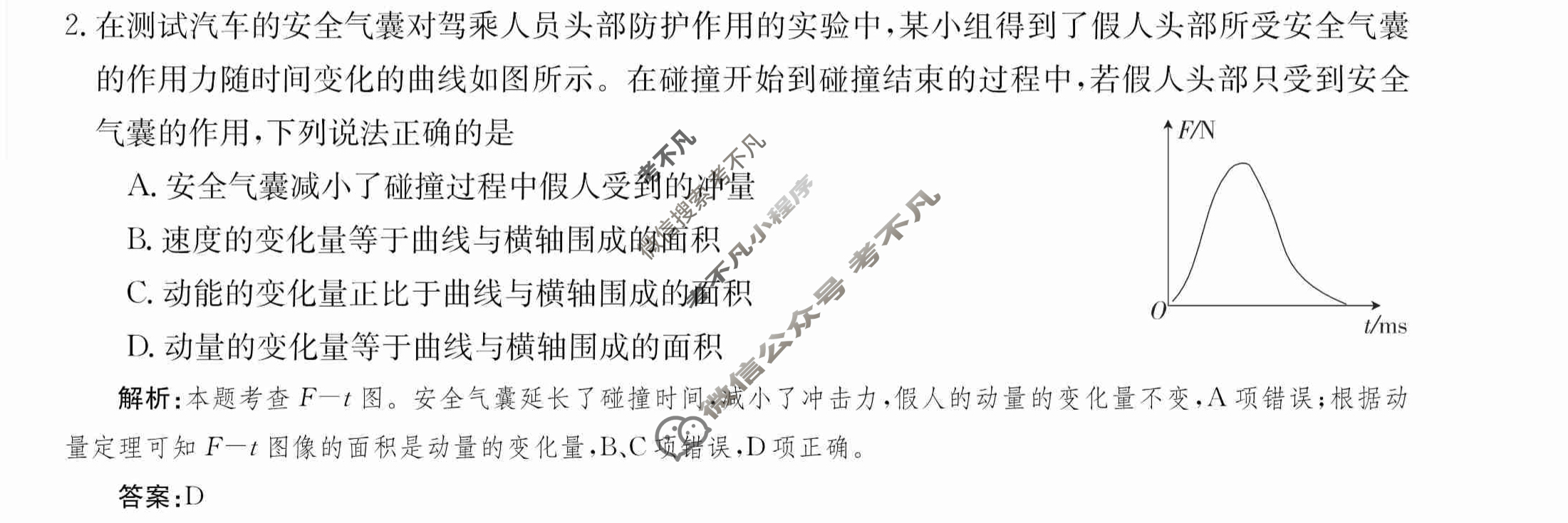 2024年卷行天下·月考卷[24新教材·ZCYK·物理-R-选择性必修第一册-HAIN]物理(二)2答案