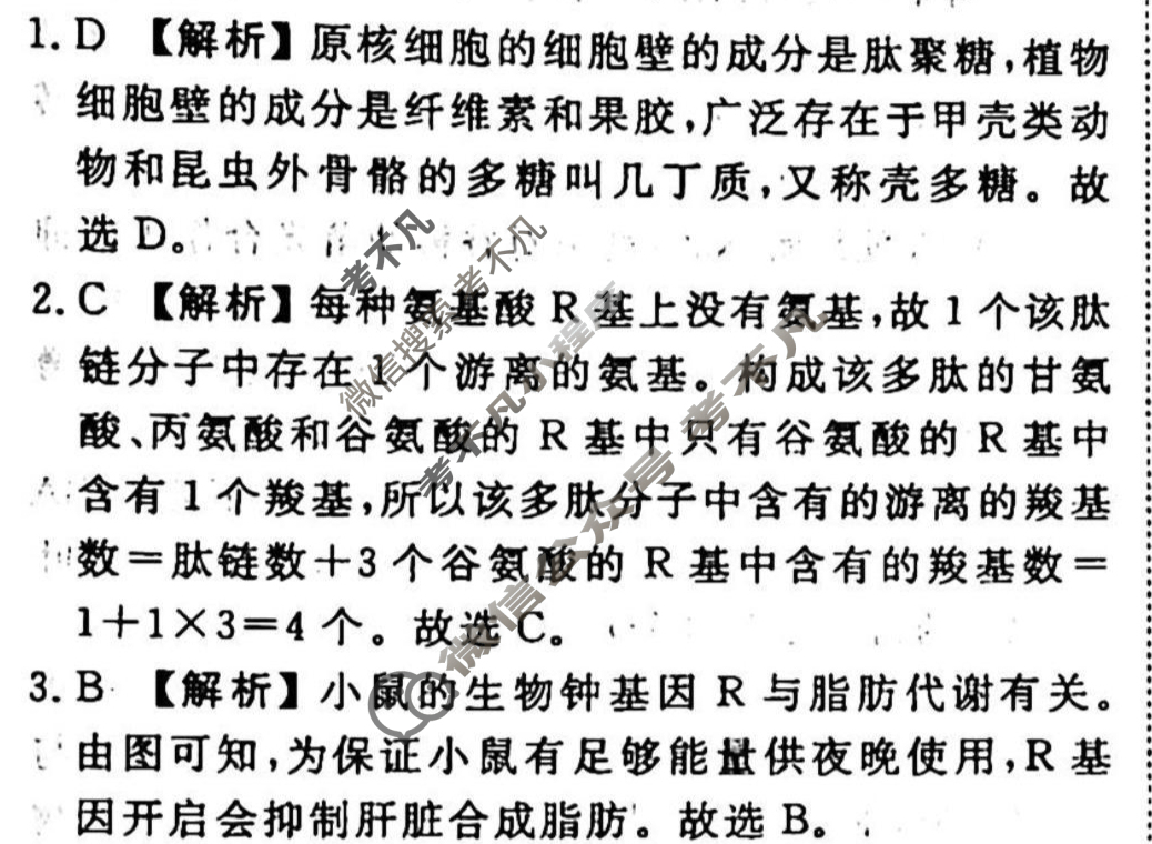 2023-2024衡水金卷先享题 高三一轮复习40分钟周测卷 生物学(八)8答案