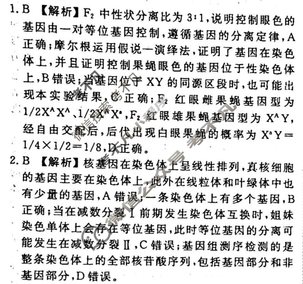 2023-2024衡水金卷先享题 高三一轮复习40分钟周测卷 生物学(十二)12答案