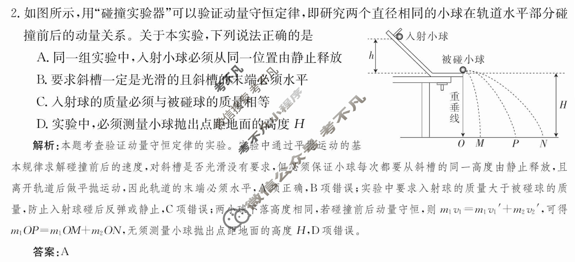 2024年卷行天下·周测卷[24新教材·ZCYK·物理-R-选择性必修第一册-SD]物理(二)2答案
