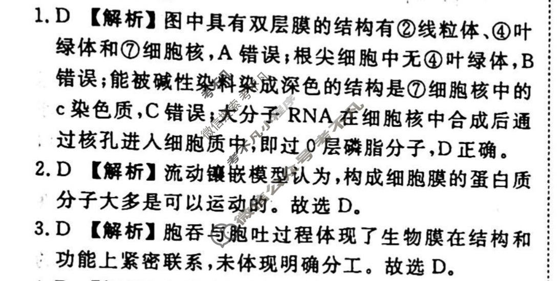 2023-2024衡水金卷先享题 高三一轮复习40分钟周测卷[辽宁专版]生物学(三)3答案