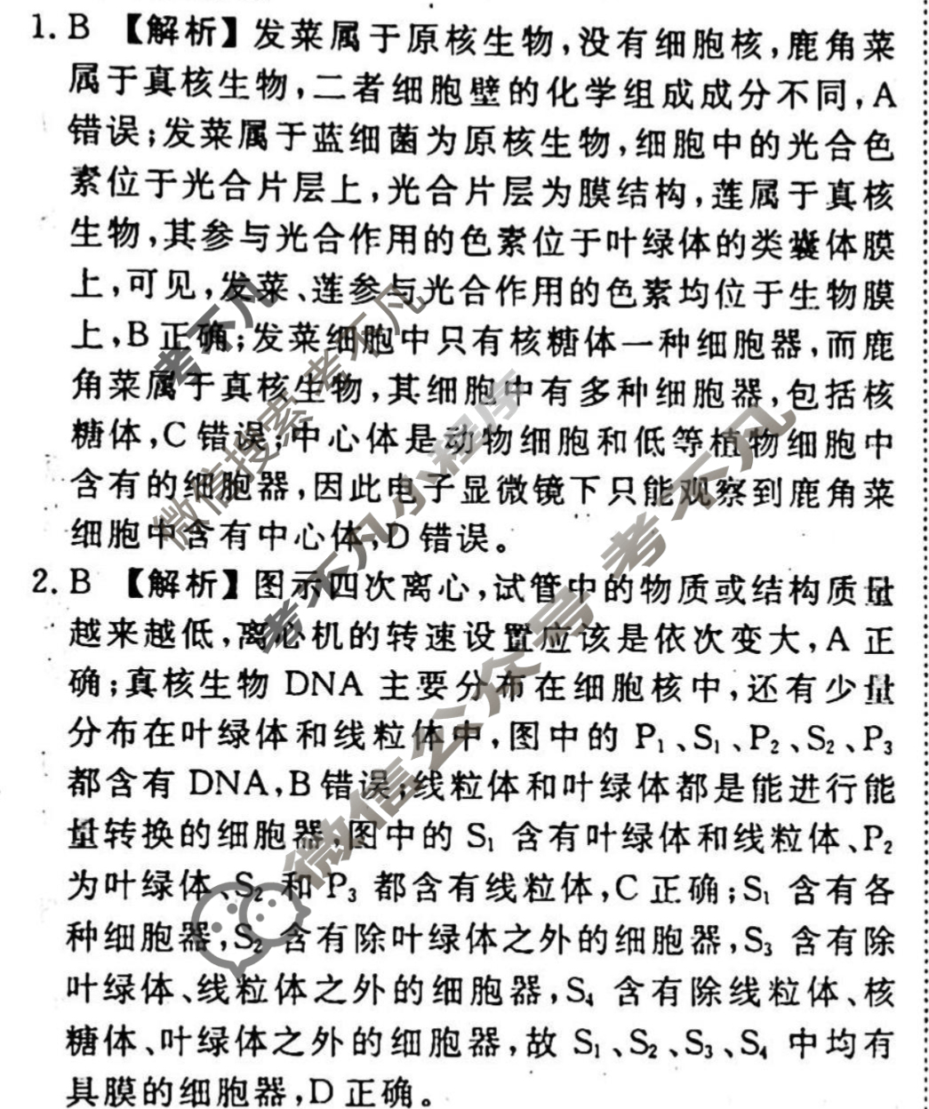 2023-2024衡水金卷先享题 高三一轮复习40分钟周测卷[山东专版]生物学(三)3答案