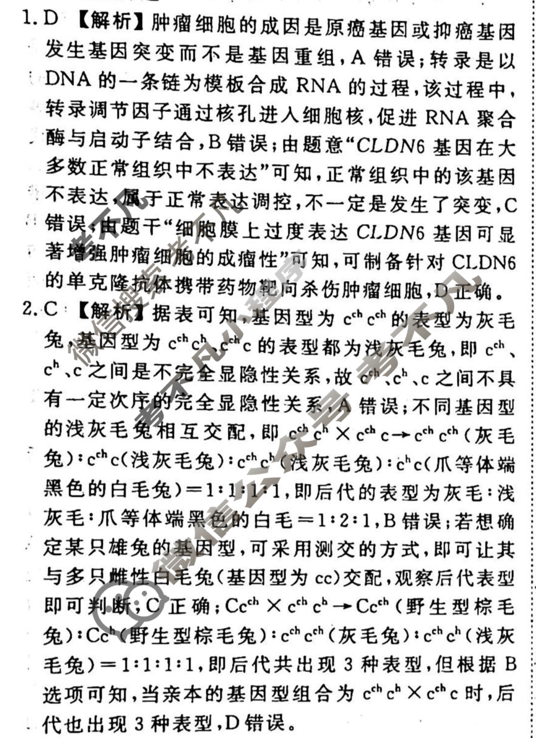 2023-2024衡水金卷先享题 高三一轮复习40分钟周测卷[山东专版]生物学(十八)18答案