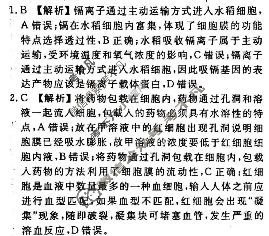 2023-2024衡水金卷先享题 高三一轮复习40分钟周测卷[山东专版]生物学(四)4答案