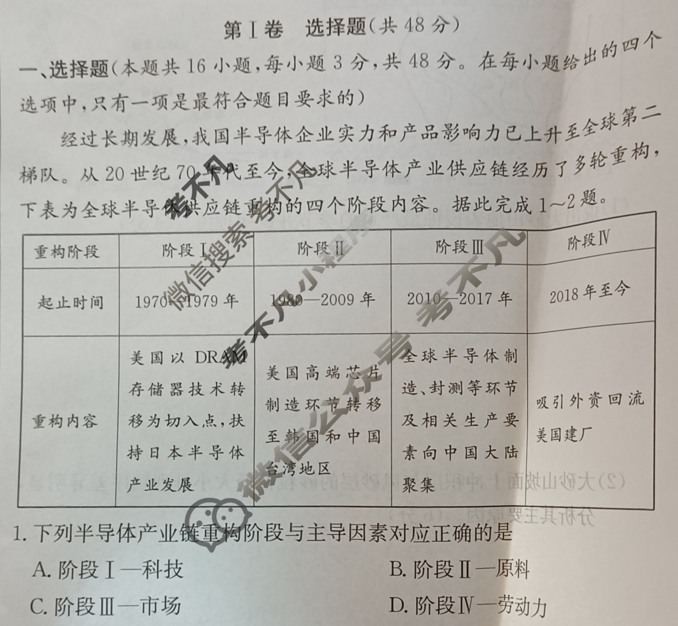炎德英才大联考(雅礼版)雅礼中学2024届高三月考试卷(一)1地理试题