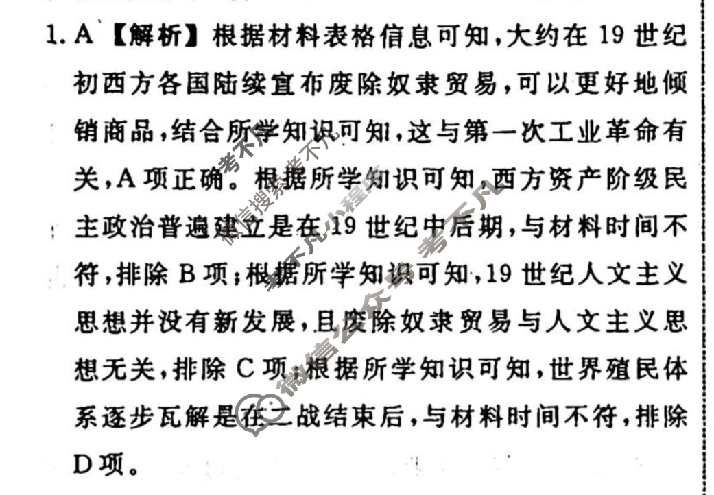 名师卷 2023-2024学年度高三一轮复习考点测试卷·单元卷[山东省○]历史(十五)15答案