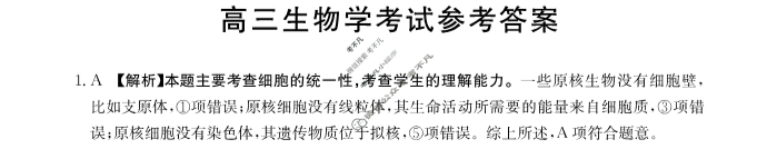 2024届湖南省高三考试金太阳9月联考(◇)生物答案