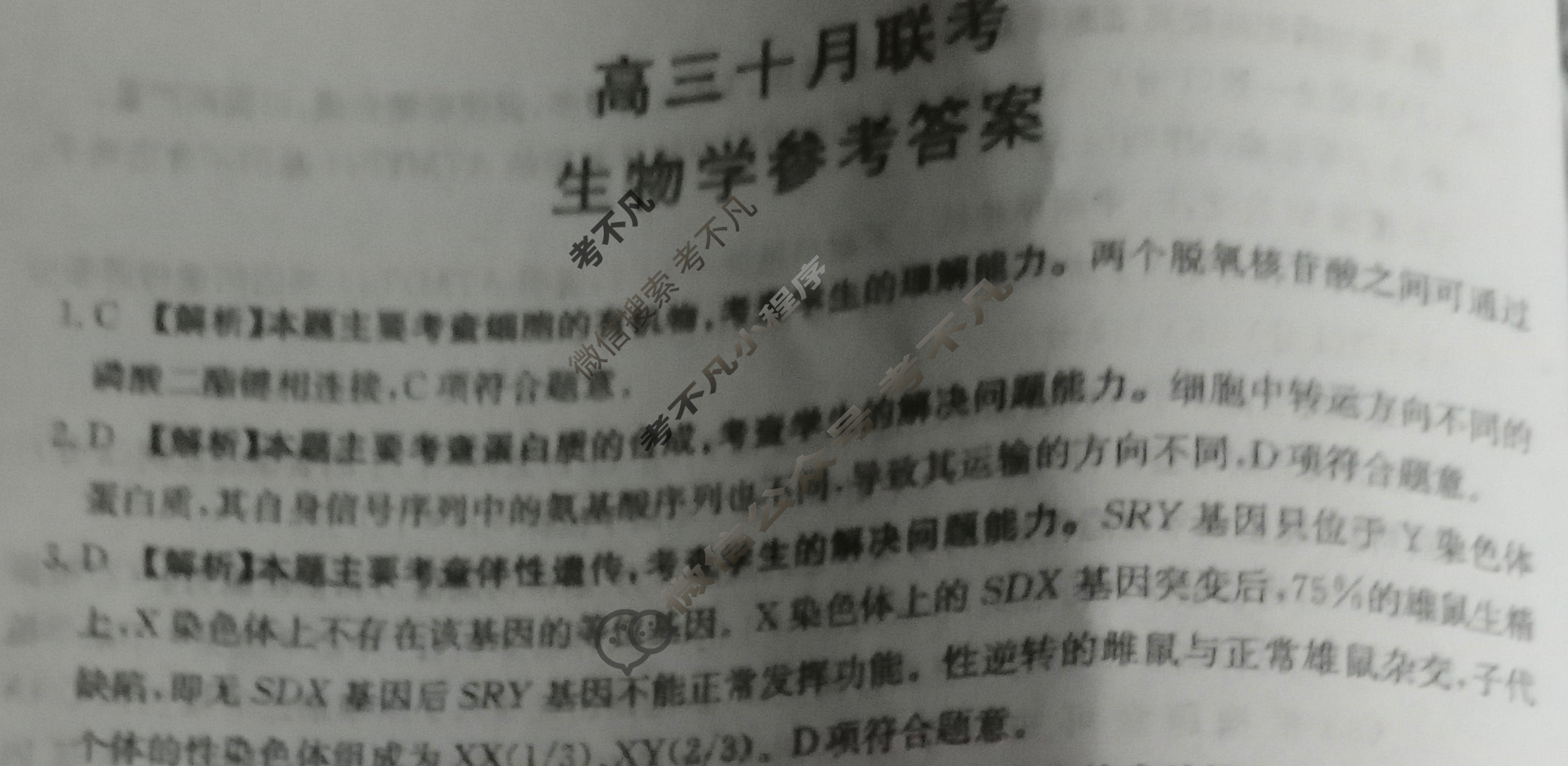 山东省金太阳2024届高三十月考试(24-12C)生物答案