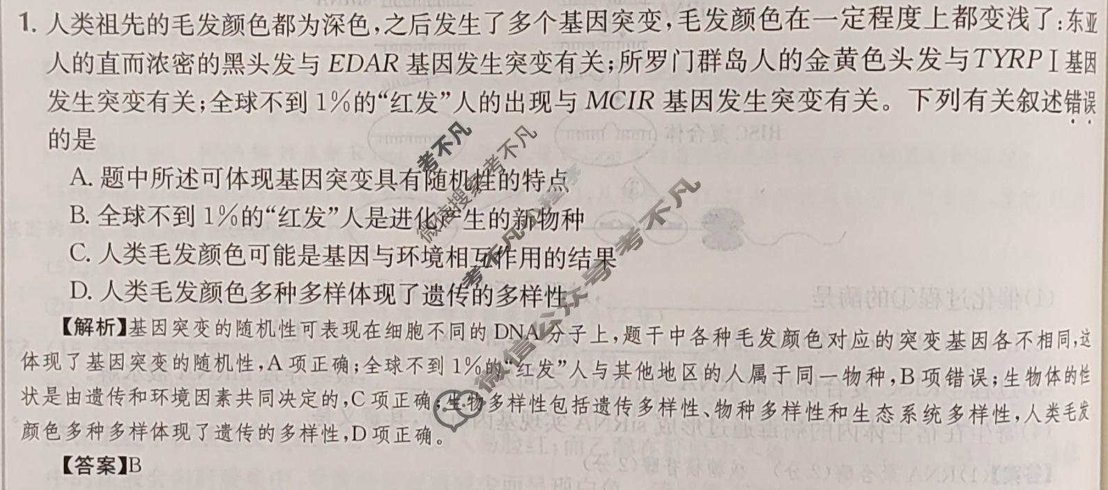 2024年高三第一轮复习周测卷[24·G3ZCJ(新高考)·生物学-R-必考-G DONG]生物学(十五)15答案