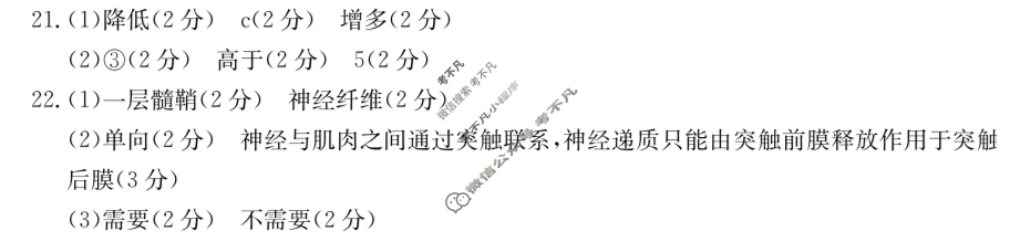 陕西省2024届高二金太阳10月联考(24-50B)生物答案