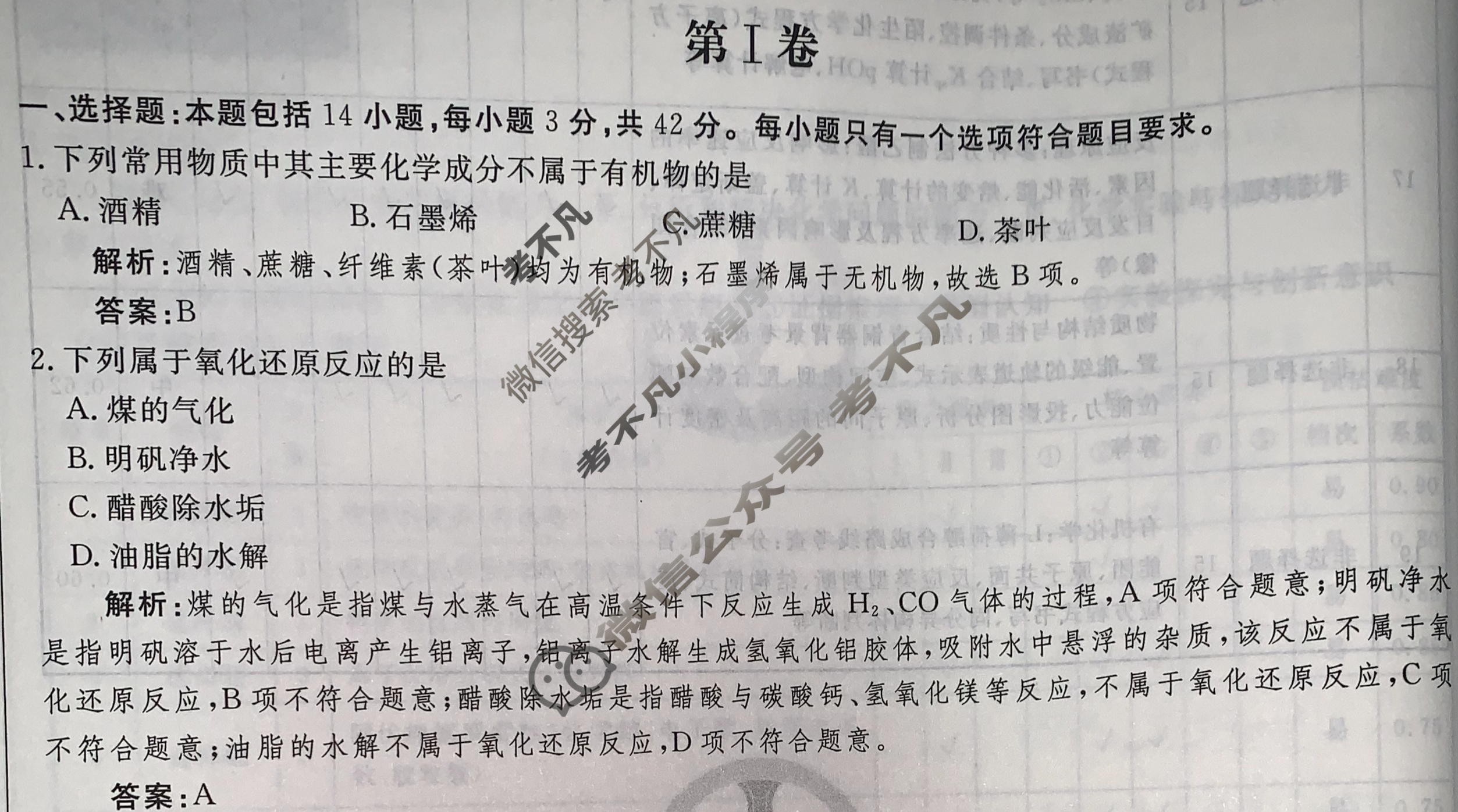 衡水金卷先享题(摸底卷) 2023-2024学年度高三一轮复习摸底测试卷[JJ·B] 化学(三)3答案