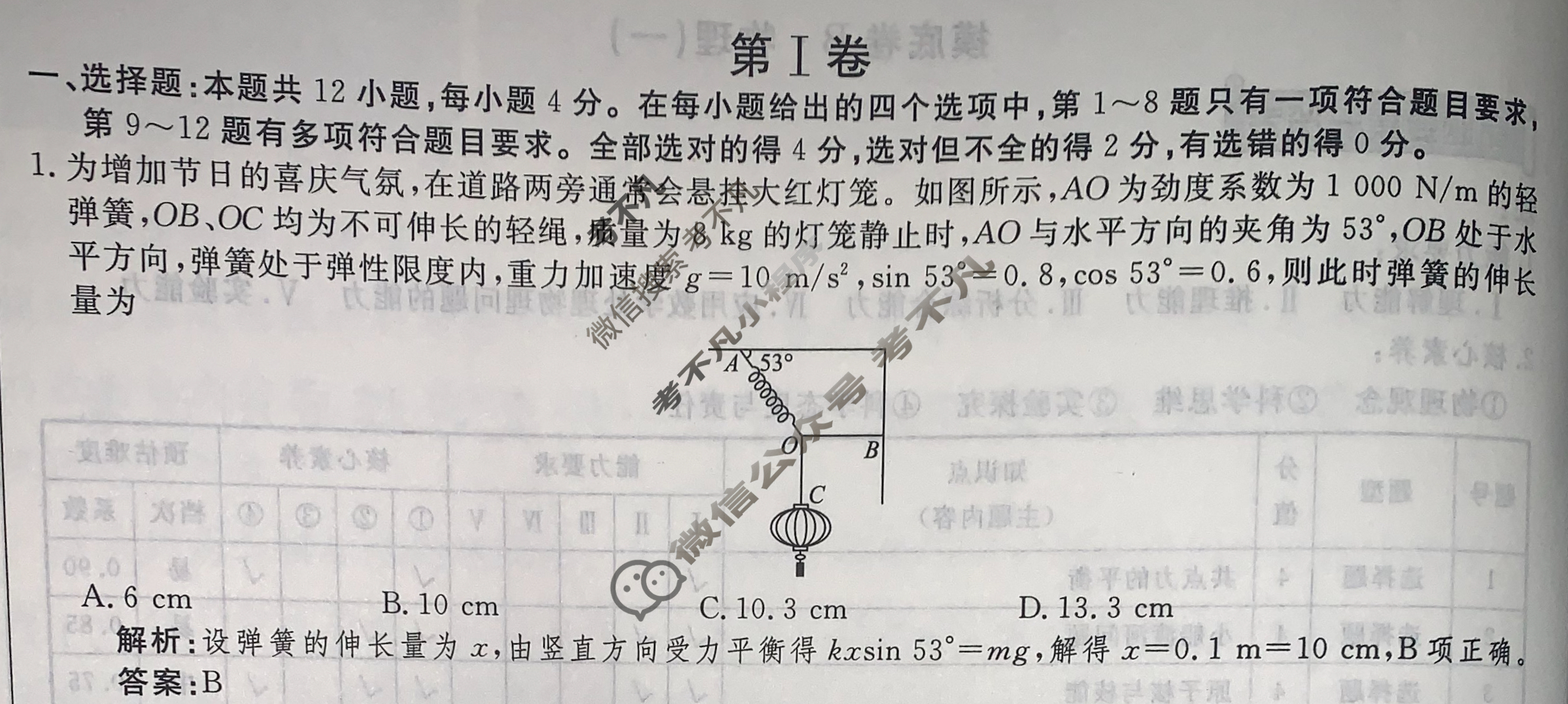 衡水金卷先享题(摸底卷) 2023-2024学年度高三一轮复习摸底测试卷[JJ·B] 物理(一)1答案