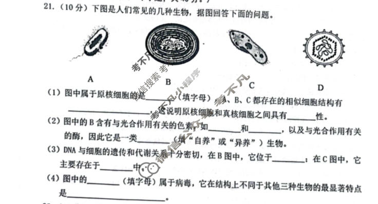 [山西省]大同市2023-2024学年度第一学期高一年级期中教学质量监测生物试题