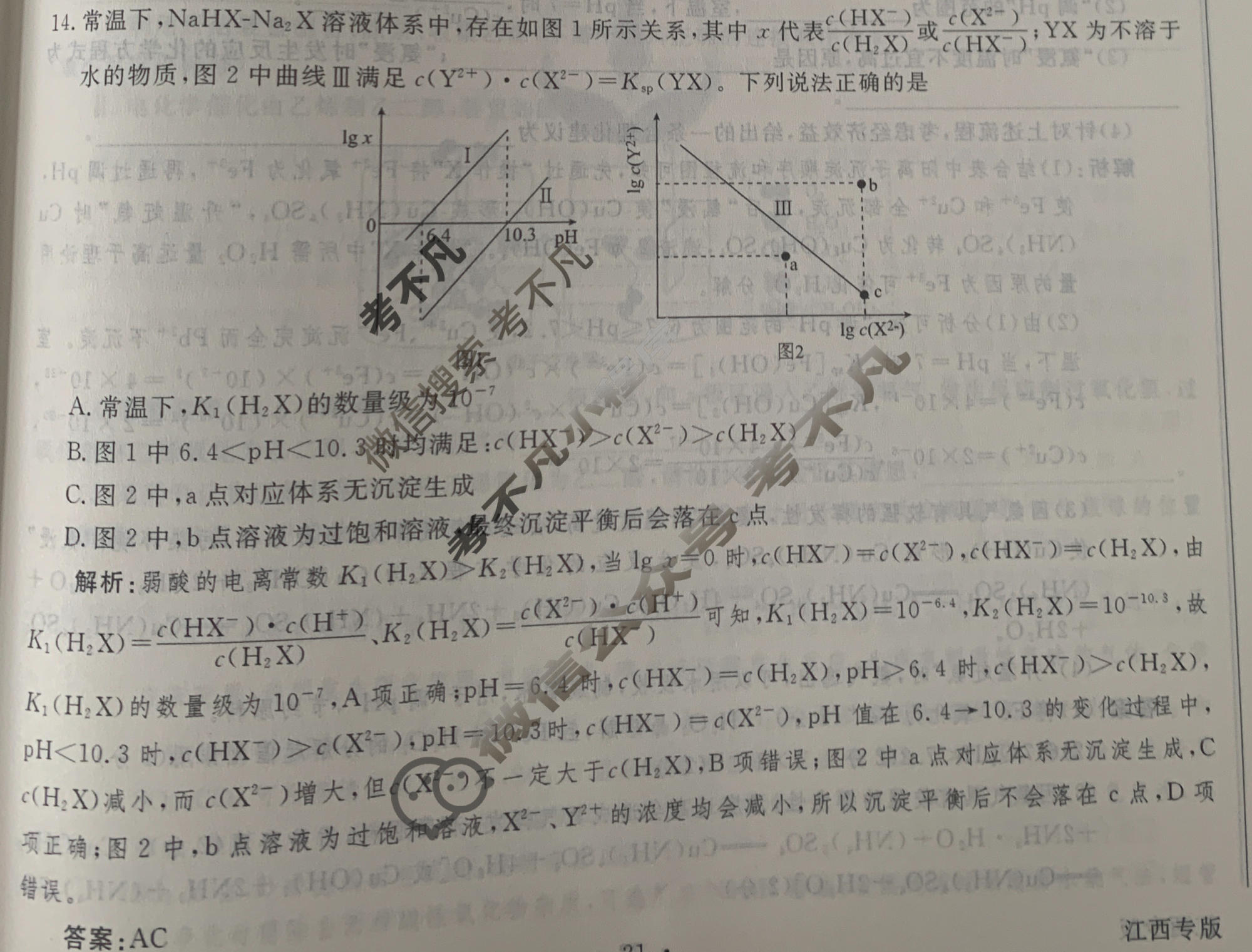 2024年衡水金卷先享题 高三一轮复习夯基卷[江西专版]化学(二)2答案