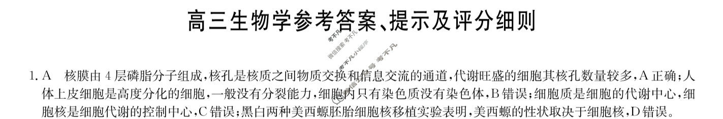 [九师联盟]2024届高三11月质量检测生物LY试题