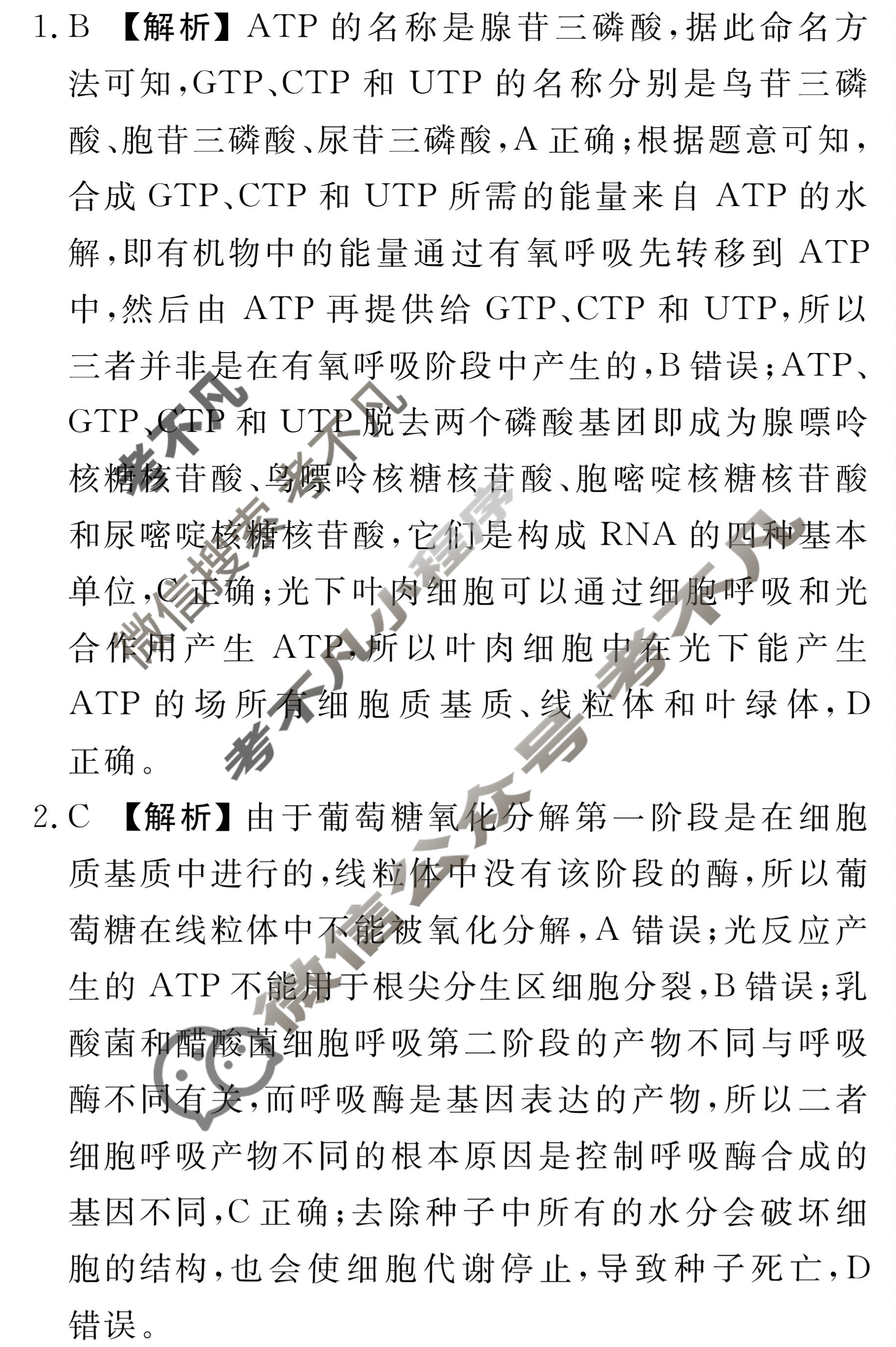 衡水金卷先享题(摸底卷) 2023-2024学年度高三一轮复习摸底测试卷[山东专版] 生物学(二)2答案